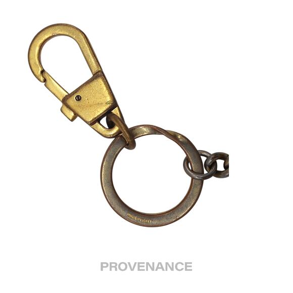 🔴 Gucci Embroidered Worldwide logo Keychain - White Leather - Picture 6 of 6